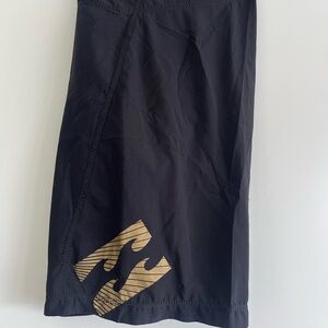 Billabong Men Black Swim Shorts with Gold Wave Graphic